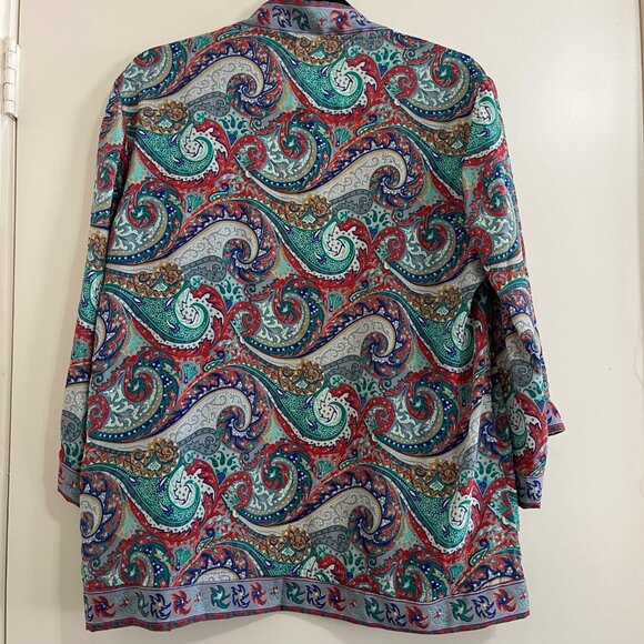 Vtg Silk Womens Paisley Kimono Jacket Sz M/ L Boho Fairy Whimsical Eclectic Art. - Picture 2 of 7
